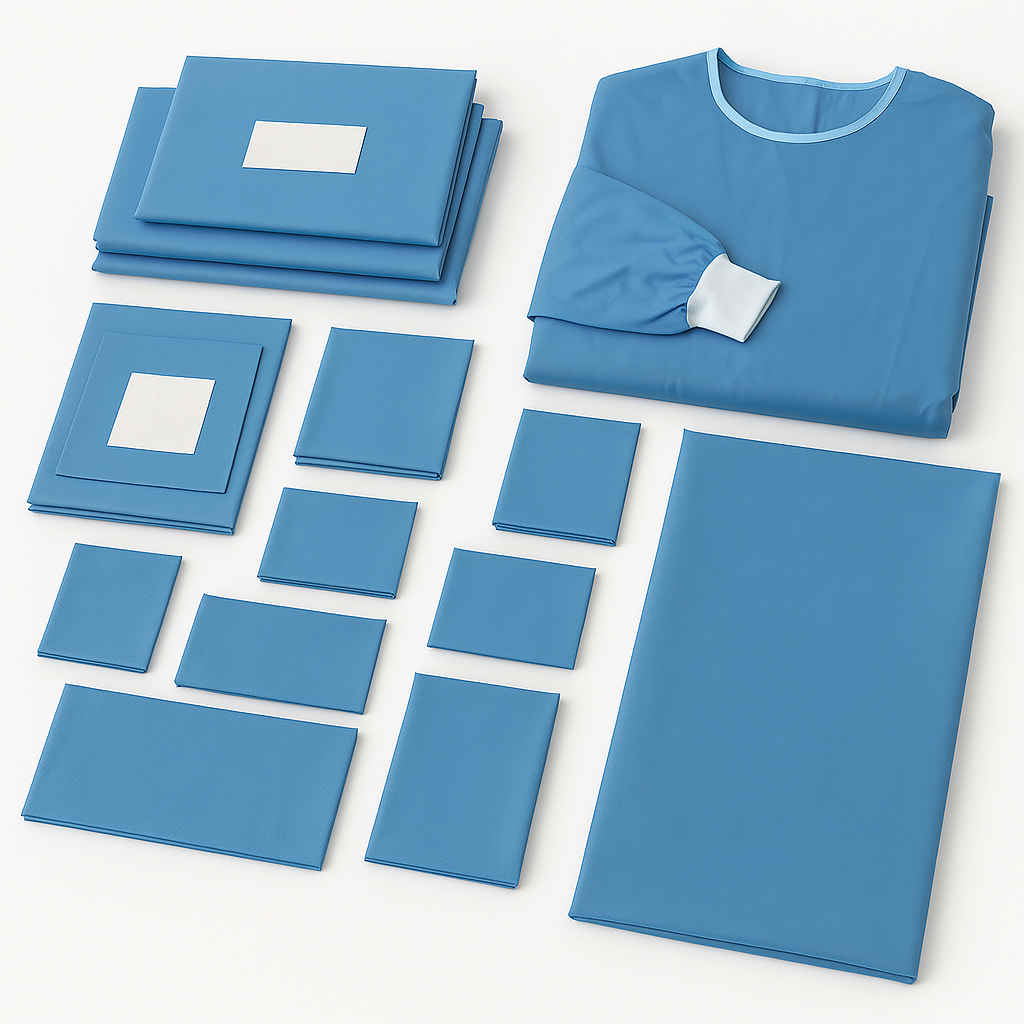 crea una imagen de paquetes quirurgicos desechables referencial